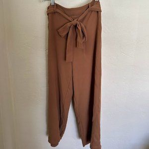 Dark Beige Pants with Ribbon Belt